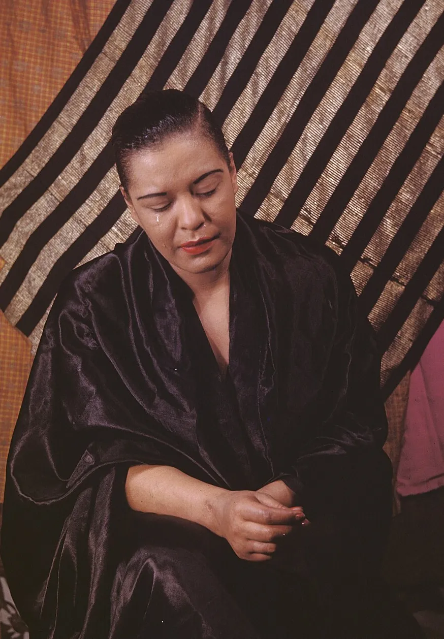 In black satin, 23 March 1949. Carl Van Vechten